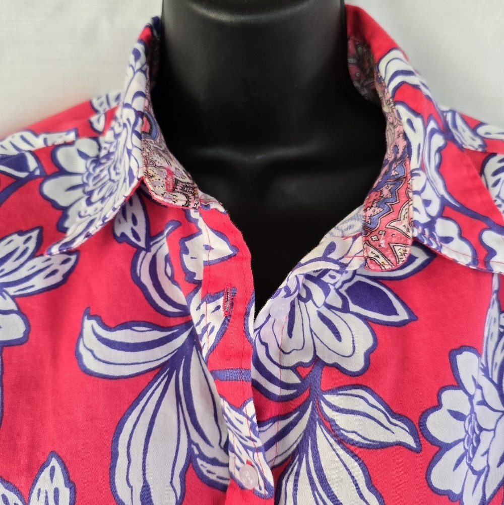 Ruby Rd.▪️Cotton Wrinkle Resistant Floral Button Down Top - Picture 3 of 7